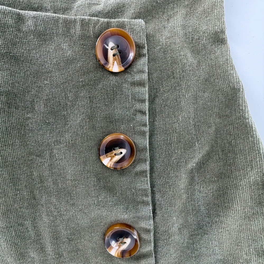 Altar'd State Skirt Womens Size Medium Green Front Button Micro-Corduroy Mini‎ - Picture 6 of 9